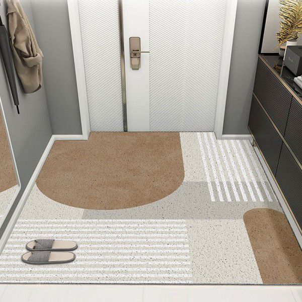 Entrance door Floor mat Outside the door Foot mat Outside the door Modern luxury household silk ring foot mat Carpet can be cut and dirt resistant mat