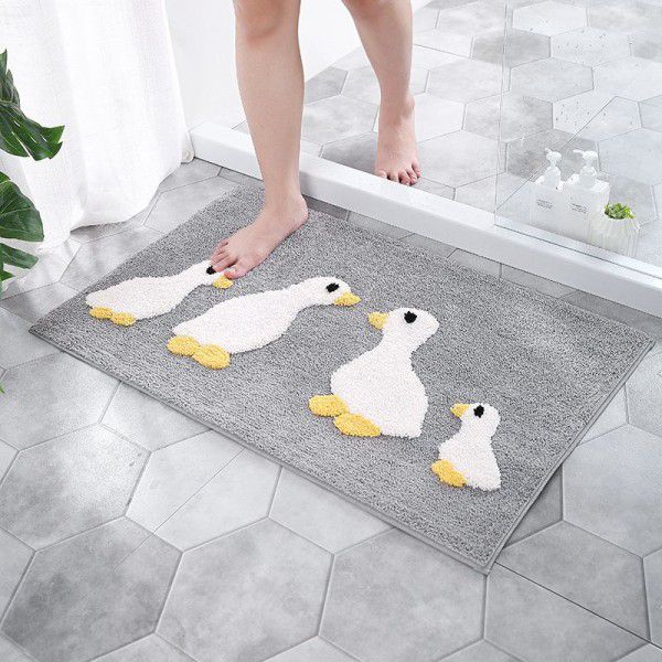 Duck jacquard bedroom door mat bathroom bathroom kitchen water absorbent non slip door mat foot mat carpet 