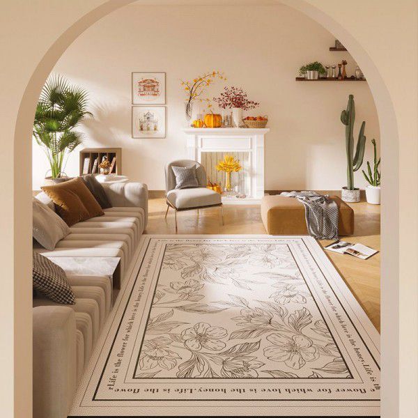 Living room ins style carpet light luxury tea table carpet washable PVC new leather door mat home bedroom