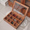 12 lattice antique solid wood jewelry box storage box wooden jewelry box storage box lattice glass covered wooden box 