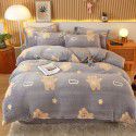 Micro business explosion large version cartoon snowflake velvet four piece set coral velvet winter Plush quilt cover bed sheet double-sided flannel 