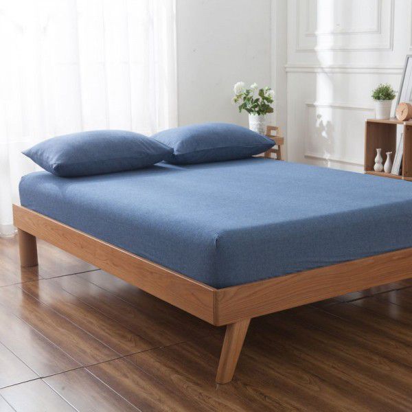 Cotton single fitted sheet washed cotton double bed cover home textile home stay bed bag bedding Simmons protective cover 