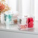 Cosmetic cotton table storage box Dressing table makeup compartment storage cotton swab transparent plastic finishing box wholesale 