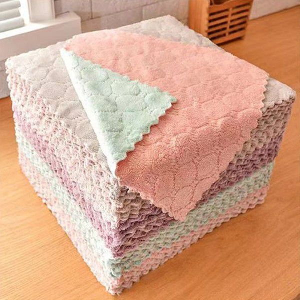 Cleaning cloth household cationic water absorption, no hair loss, no oil sticking, lazy rag, dishwashing cloth, cleaning kitchen supplies 