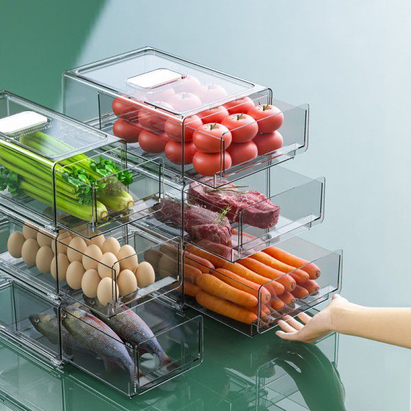 Drawer type refrigerator storage box Wholesale dumpling freezing box Food grade drained beverage egg fresh-keeping box manufacturer 