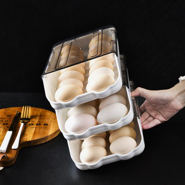 Factory batch household fresh-keeping tape cover kitchen storage box sorting tray drawer type stackable refrigerator egg box 