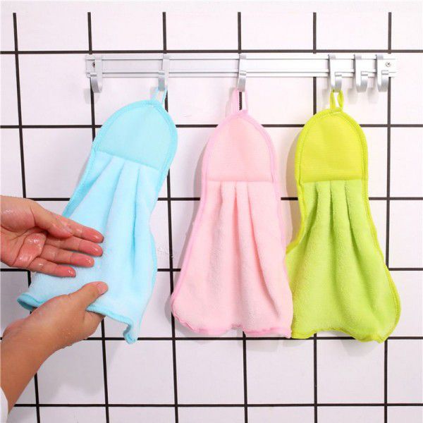 Kitchen cleaning hanging coral velvet wiping towel thickened absorbent rag dishwashing cloth 