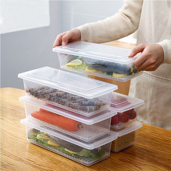 Rectangle transparent refrigerator fresh-keeping box cabinet grain storage plastic box can be frozen with waterproof layer