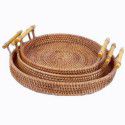 Vietnamese rattan bread storage basket woven storage basket dessert fruit basket round tray picnic basket rattan woven storage basket