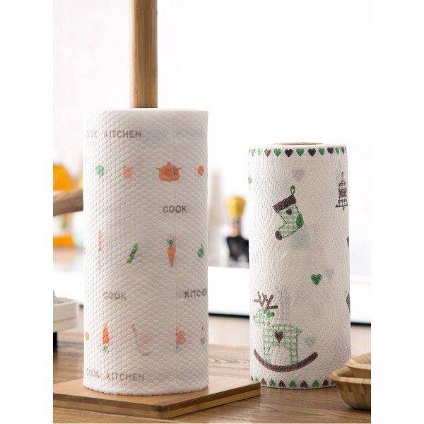 Lazy dishcloth oil-free printing kitchen non-woven dry and wet household dishcloth disposable non-woven dishcloth 